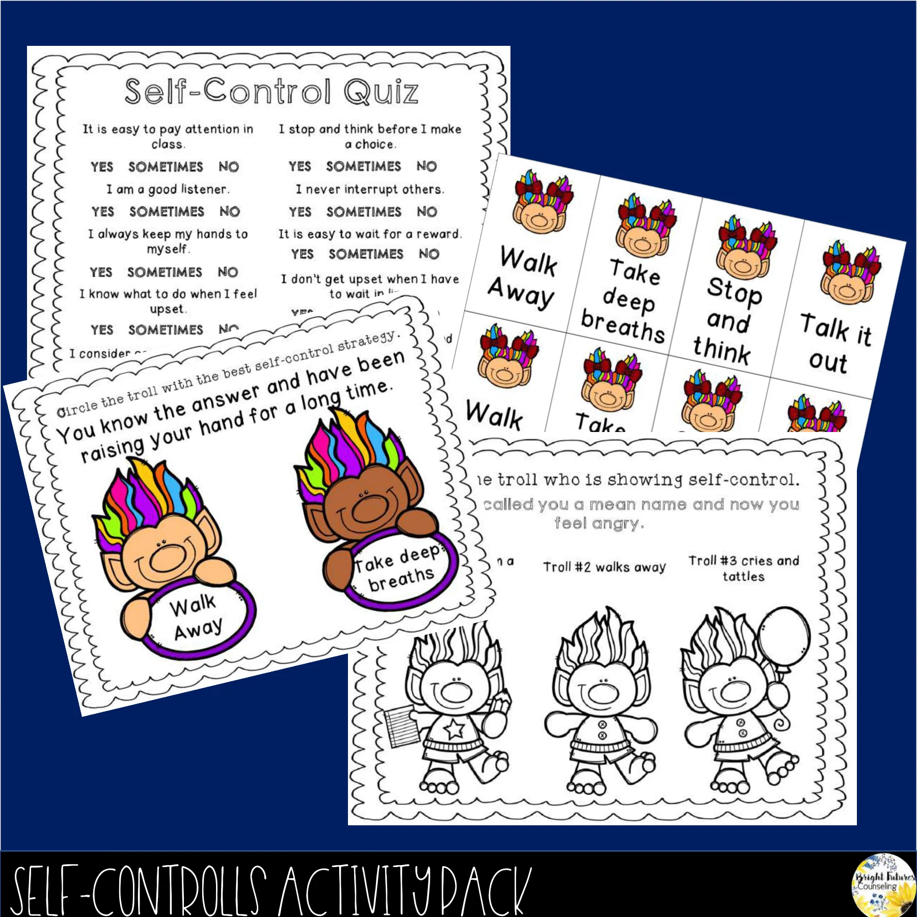 Self-Control Counseling BUNDLE Guidance Lesson Activities and Games - Image 3
