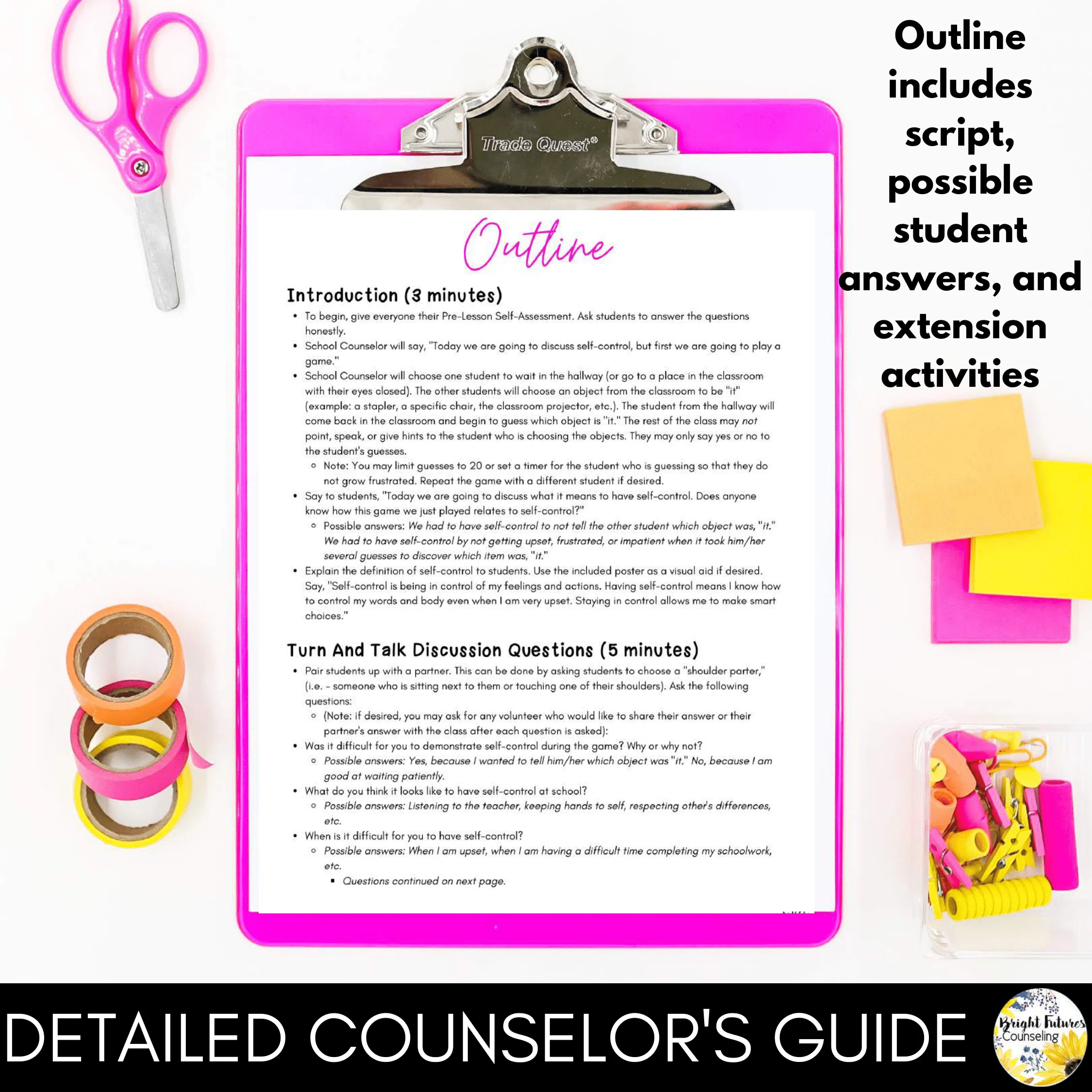 Self-Control Lesson for Social Emotional Learning & Elementary School Counseling - Image 3