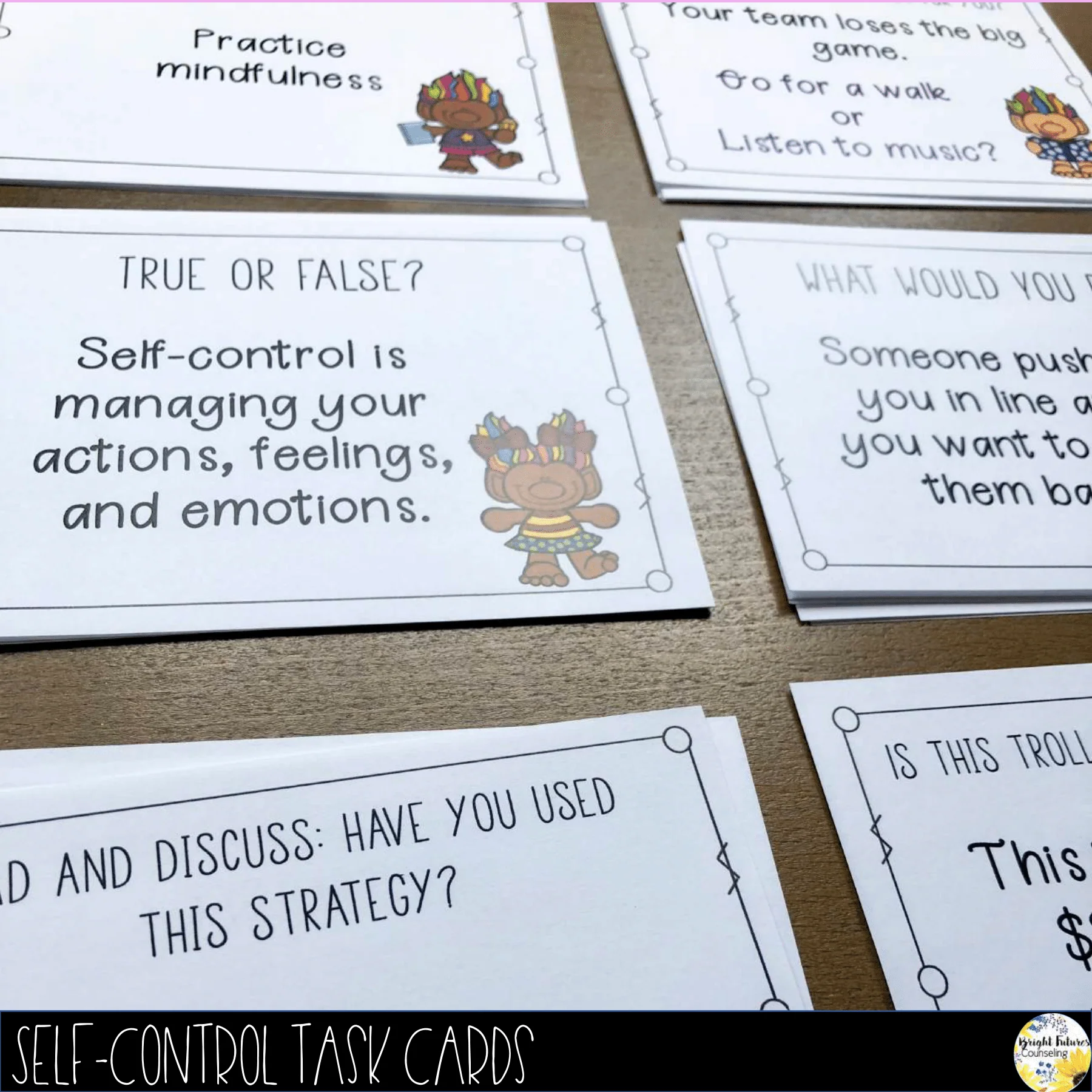 Self-Control Task Cards Self-ConTROLLS Counseling Cards - Image 14