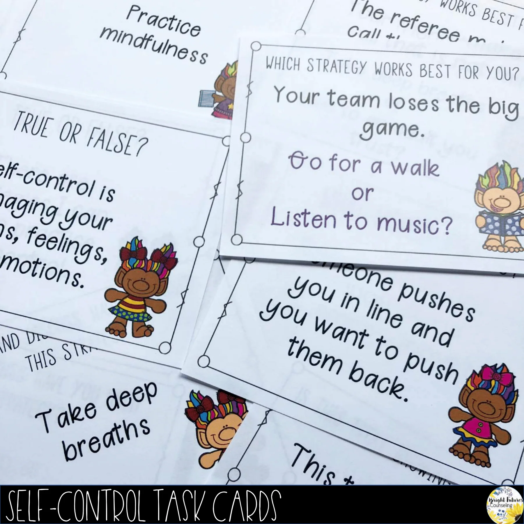 Self-Control Task Cards Self-ConTROLLS Counseling Cards - Image 3