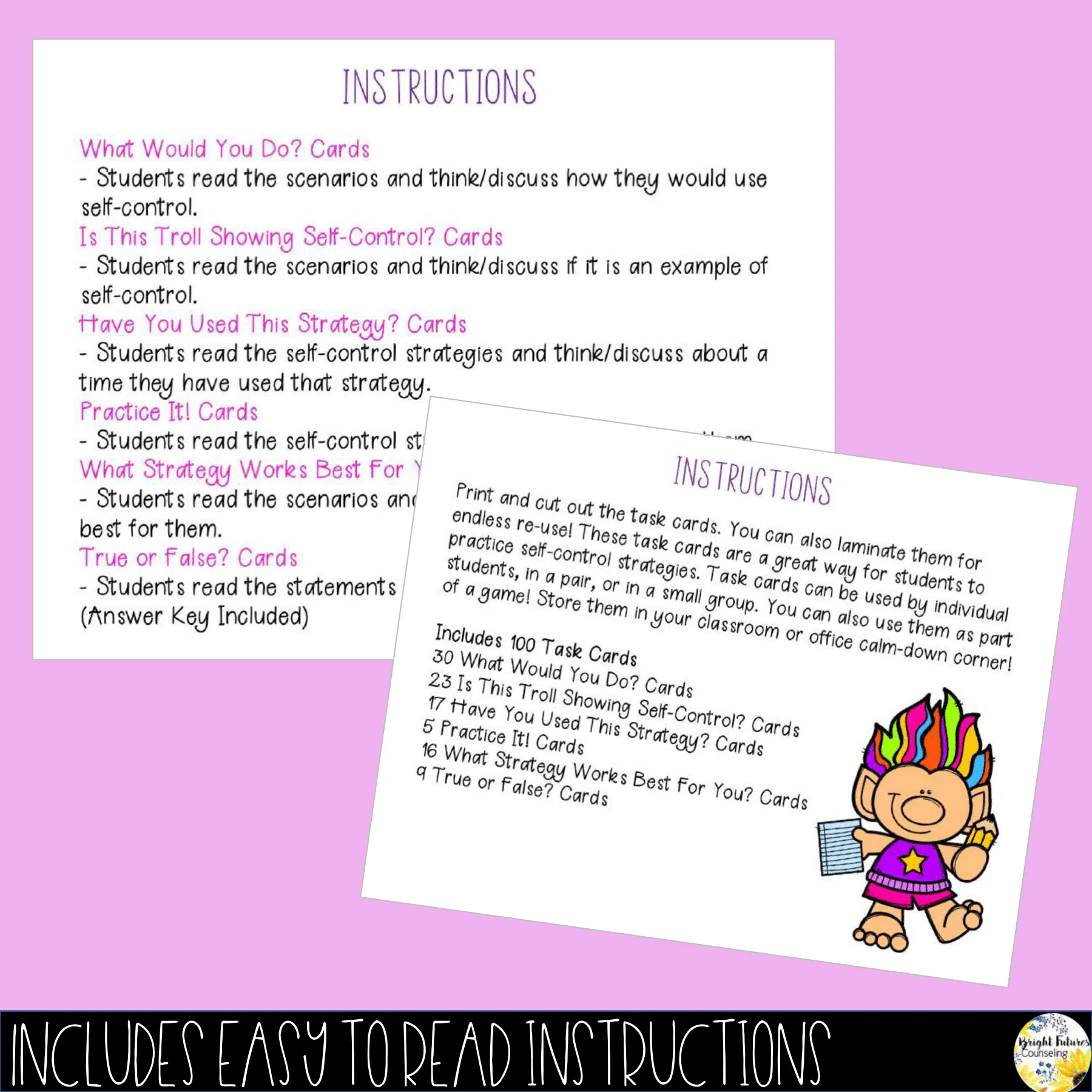 Self-Control Task Cards Self-ConTROLLS Counseling Cards - Image 4