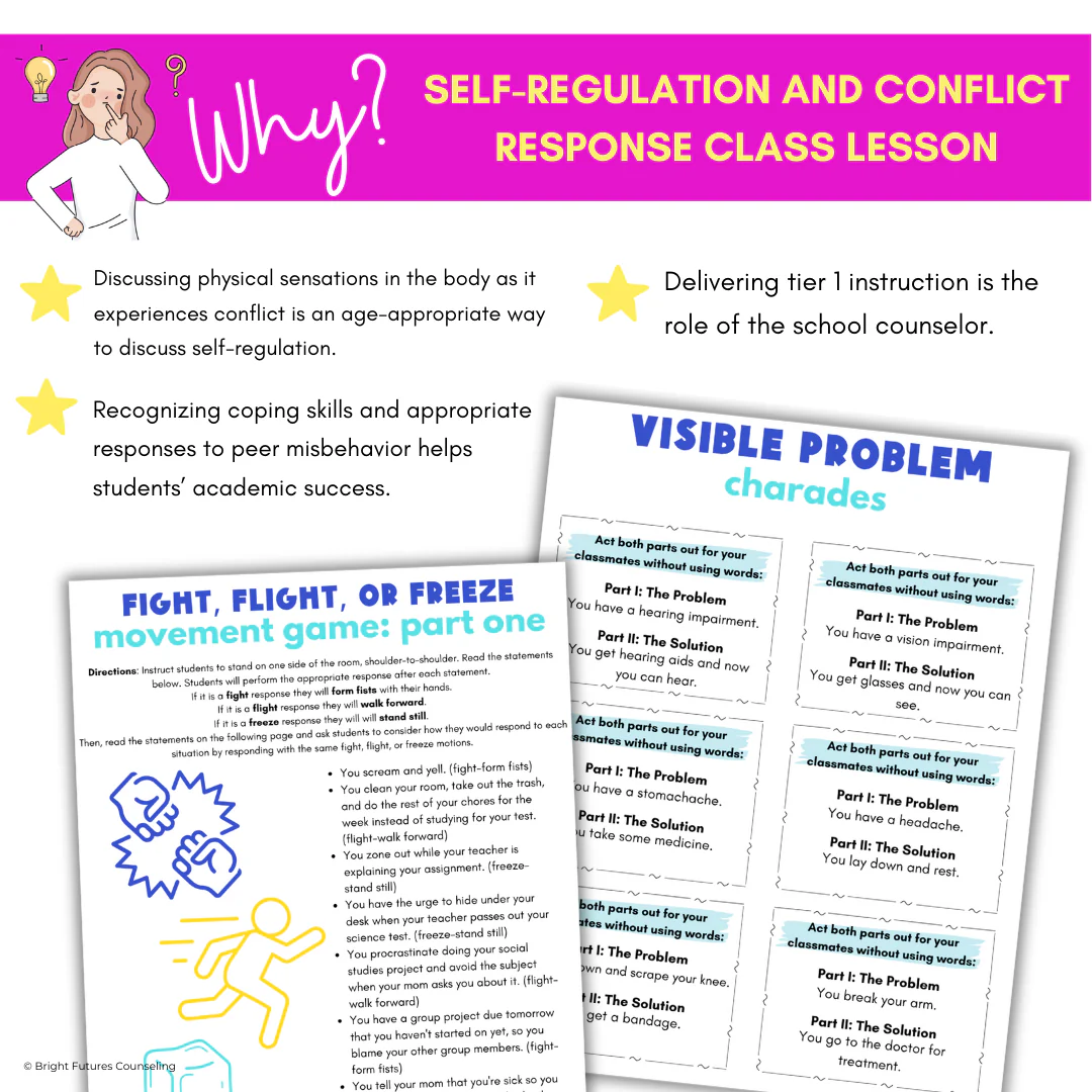 Self-Regulation and Conflict Response Lesson for Middle School Counseling & SEL - Image 3