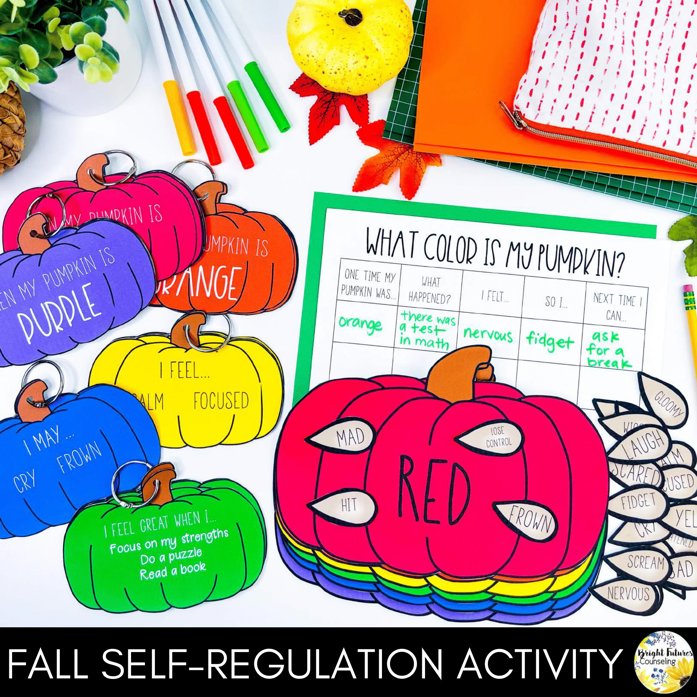 Self-Regulation Flip Book What Color Is Your Pumpkin? Fall Counseling Activity - Image 10
