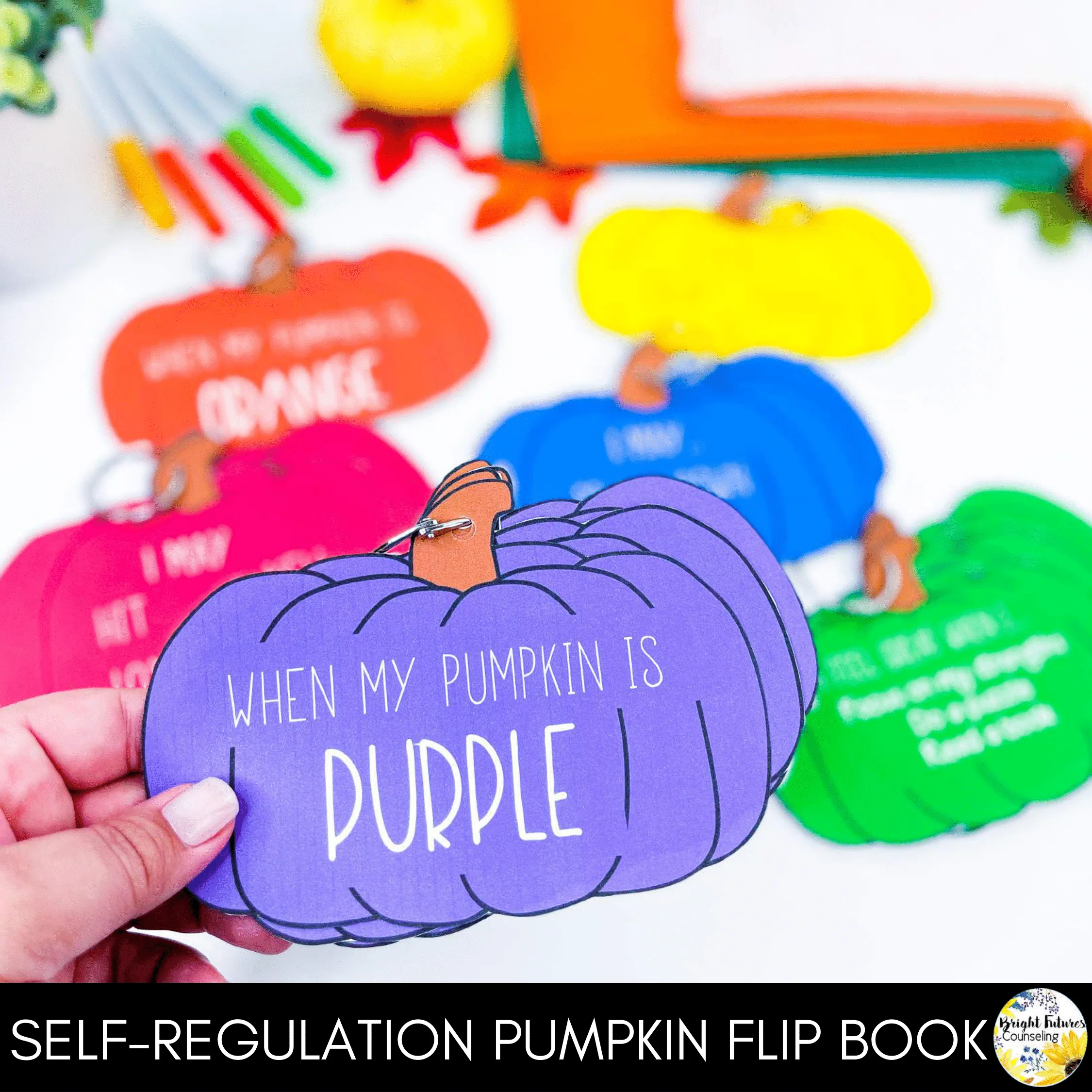 Self-Regulation Flip Book What Color Is Your Pumpkin? Fall Counseling Activity - Image 2