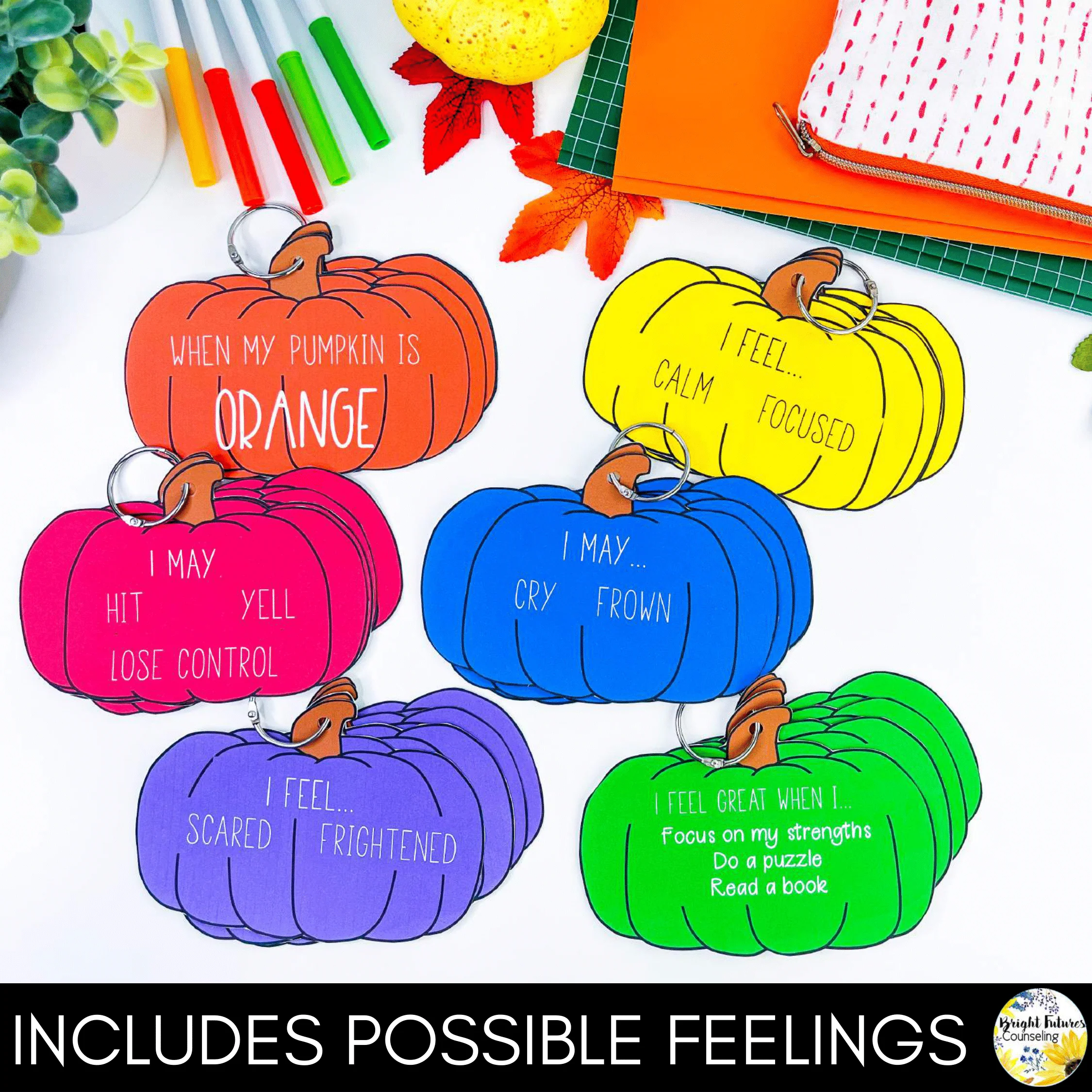 Self-Regulation Flip Book What Color Is Your Pumpkin? Fall Counseling Activity - Image 3