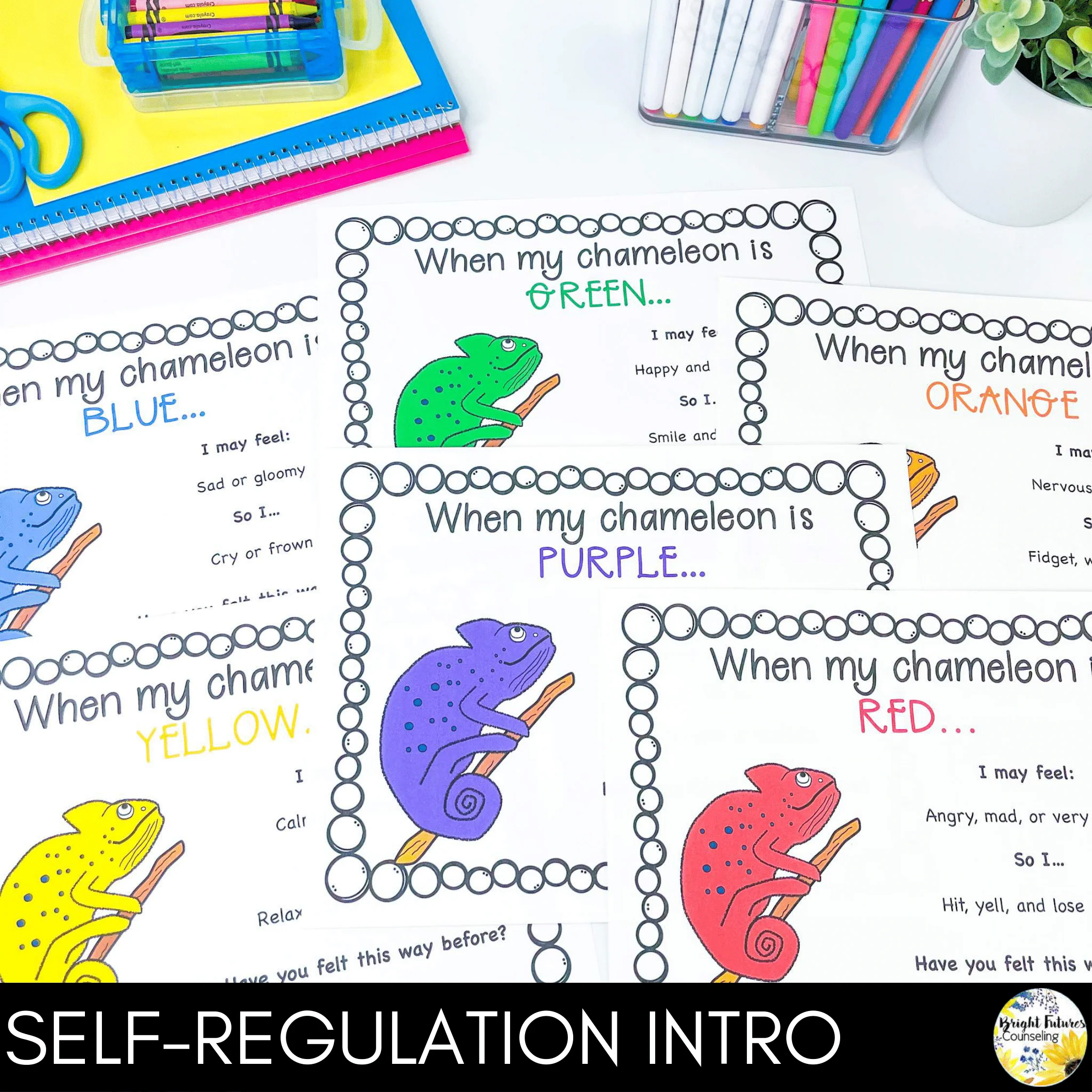 Self-Regulation Lesson - What Color is Your Chameleon? Counseling Activity - Image 2