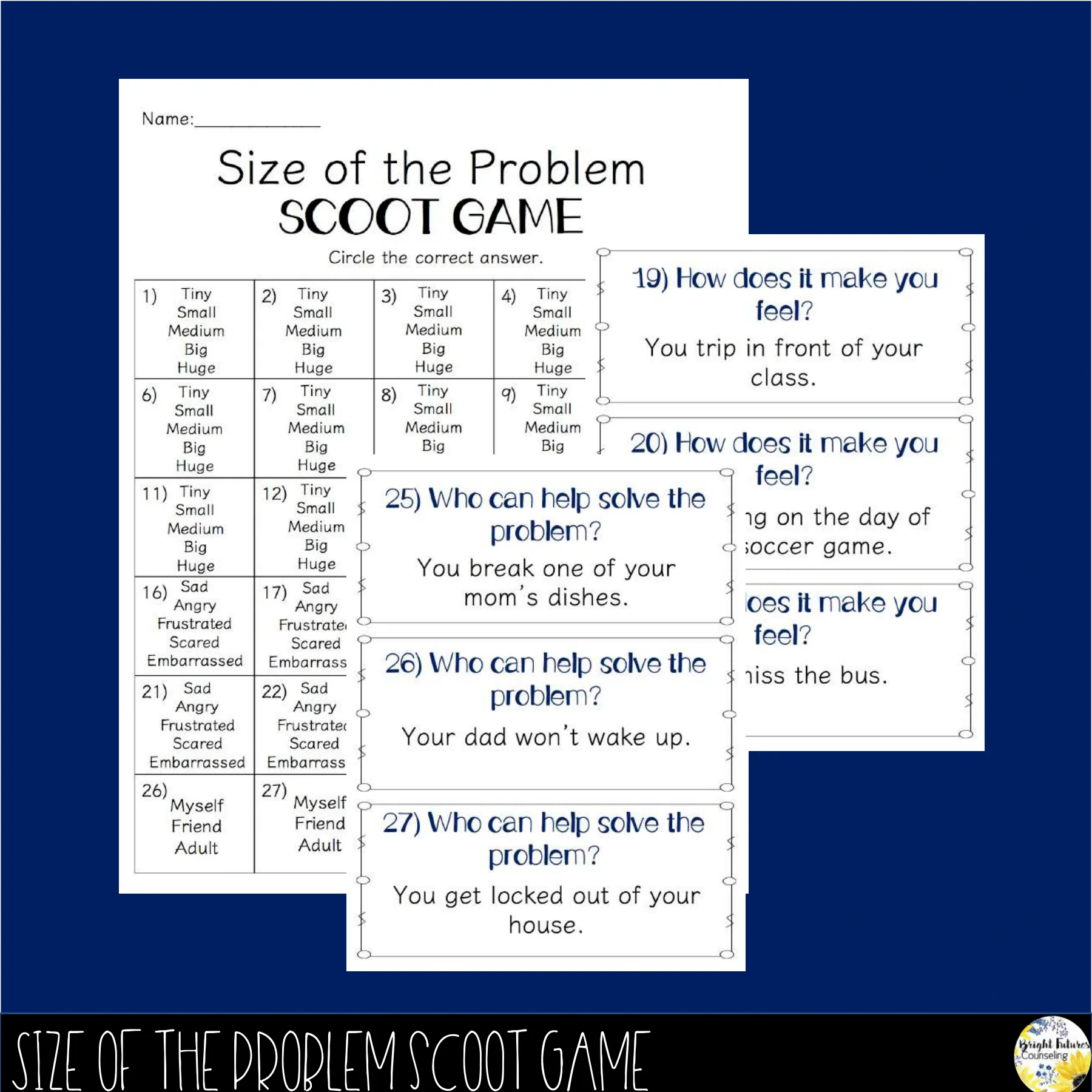 Size of the Problem Counseling Bundle - Lap Book Activity Pack and Scoot Game - Image 4