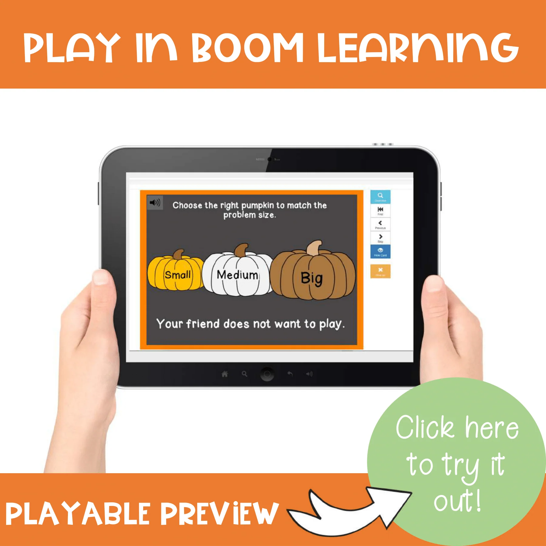 Size of the Problem Pumpkins Fall SEL Activity - Boom Cards Fall Game - Image 2