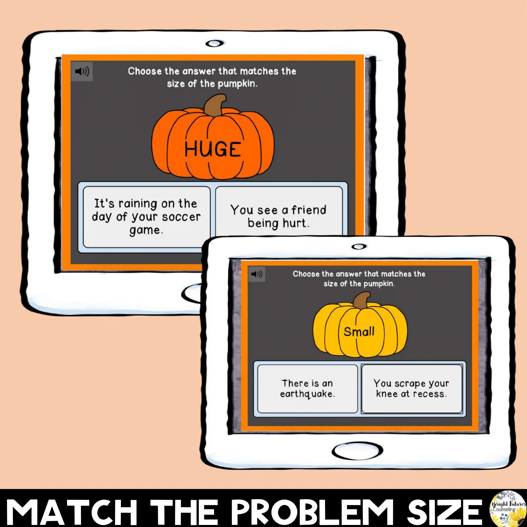 Size of the Problem Pumpkins Fall SEL Activity - Boom Cards Fall Game - Image 5