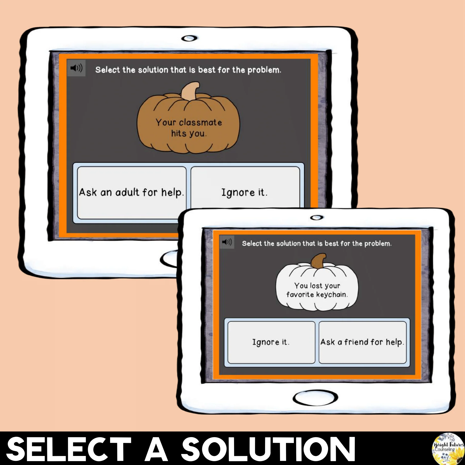 Size of the Problem Pumpkins Fall SEL Activity - Boom Cards Fall Game - Image 6