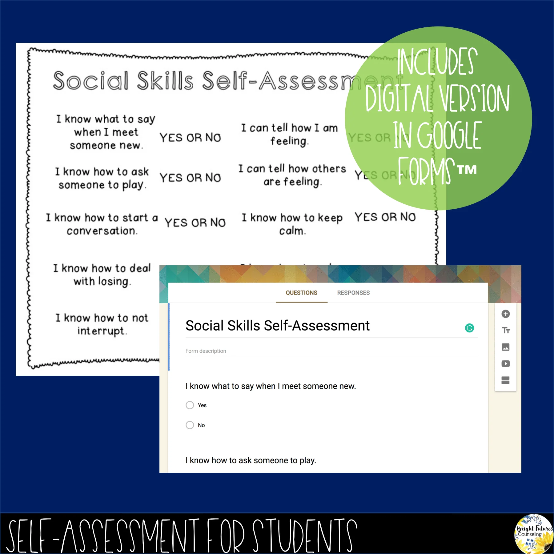 Social Skills Self-Assessment Editable School Counseling Data Collection Tool - Image 2
