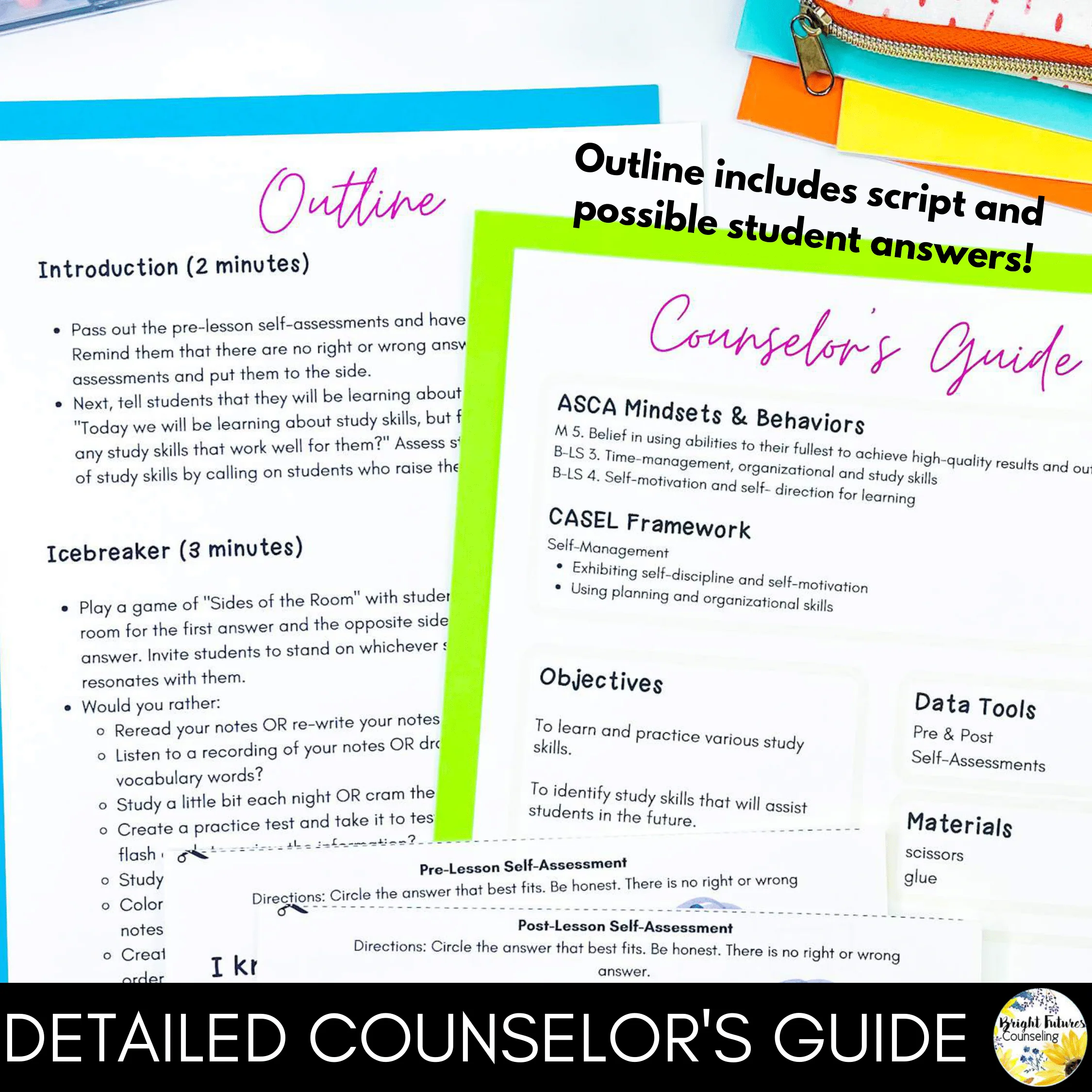 Study Skills Lesson for Social Emotional Learning & Elementary School Counseling - Image 2