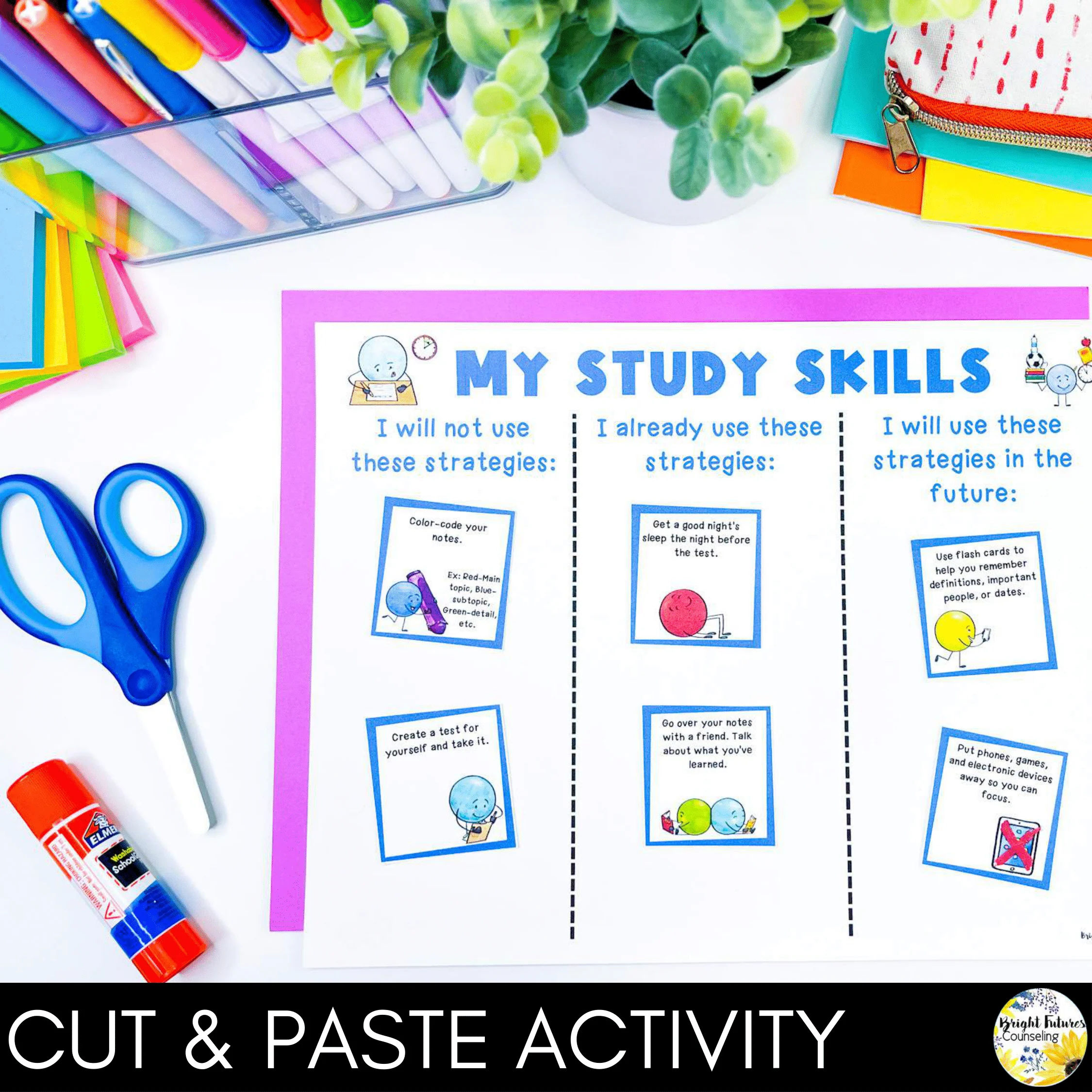 Study Skills Lesson for Social Emotional Learning & Elementary School Counseling - Image 8