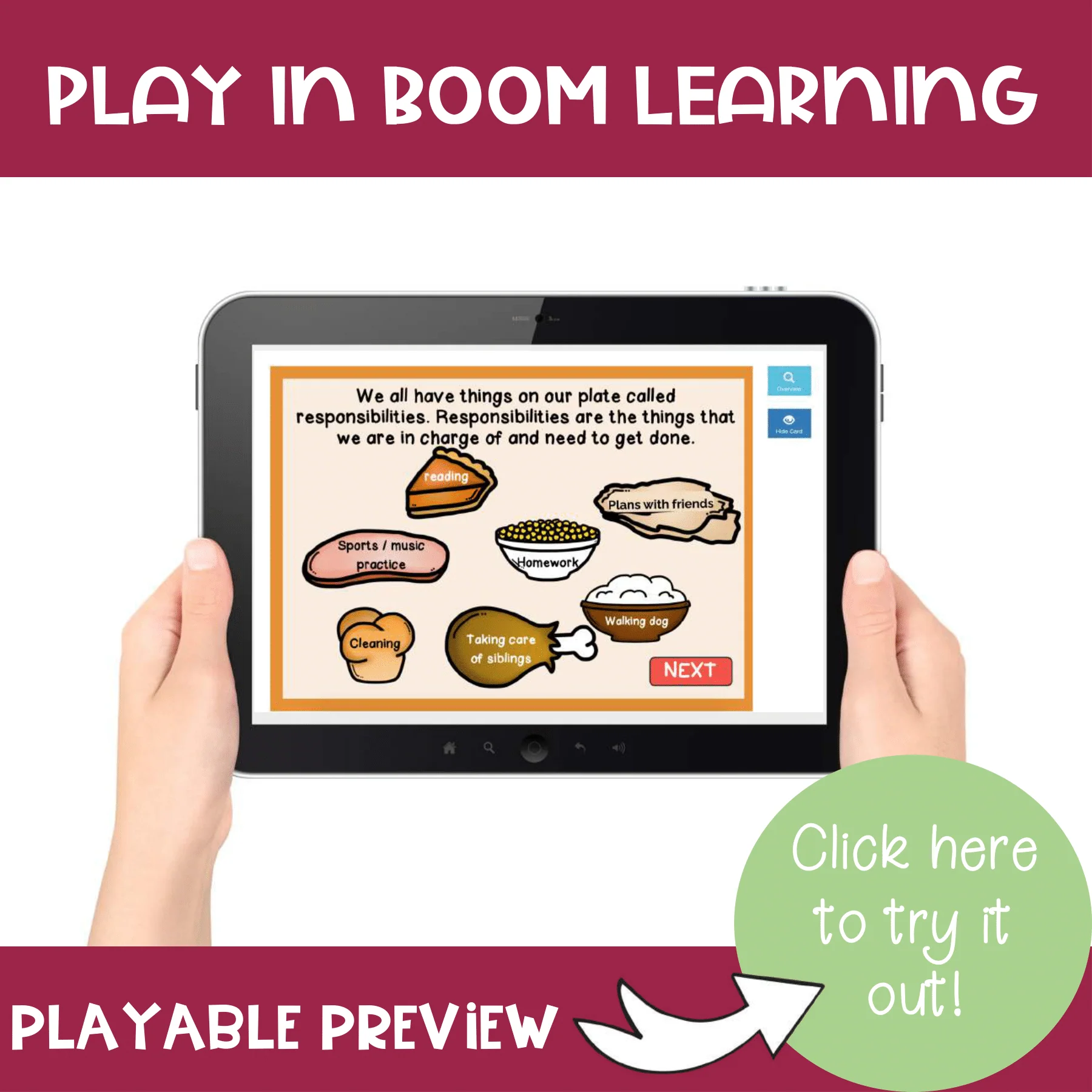 Thanksgiving Responsibility Boom Cards Distance Learning Activity - Image 2