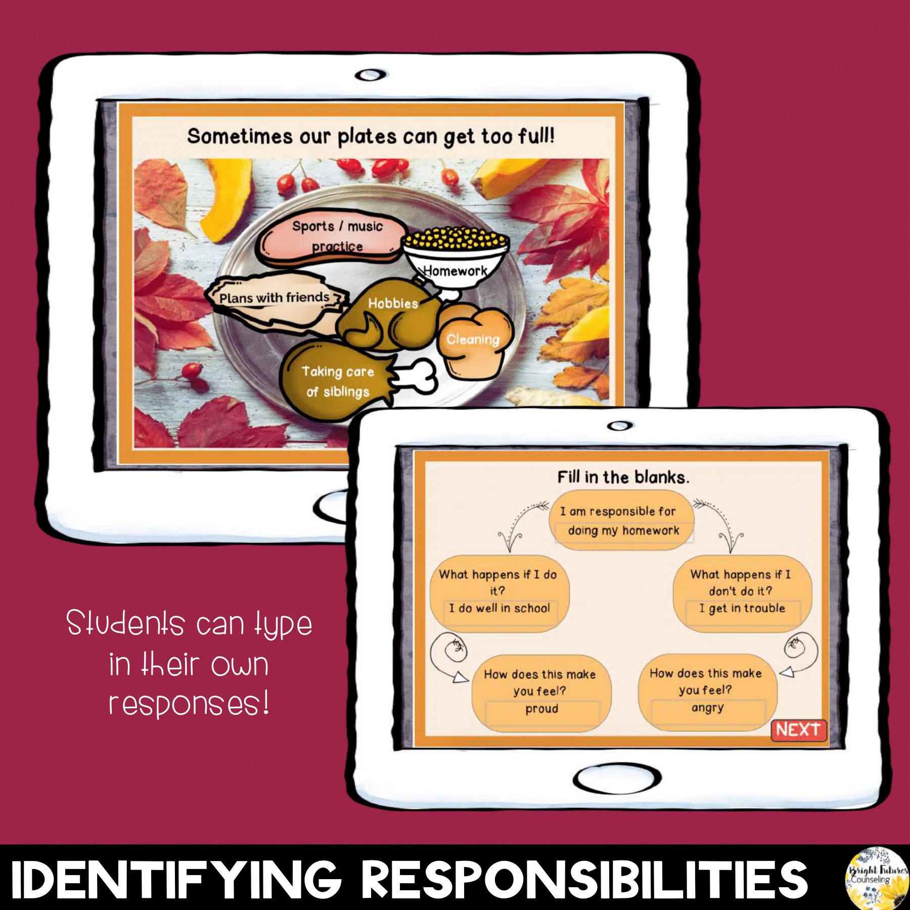 Thanksgiving Responsibility Boom Cards Distance Learning Activity - Image 3