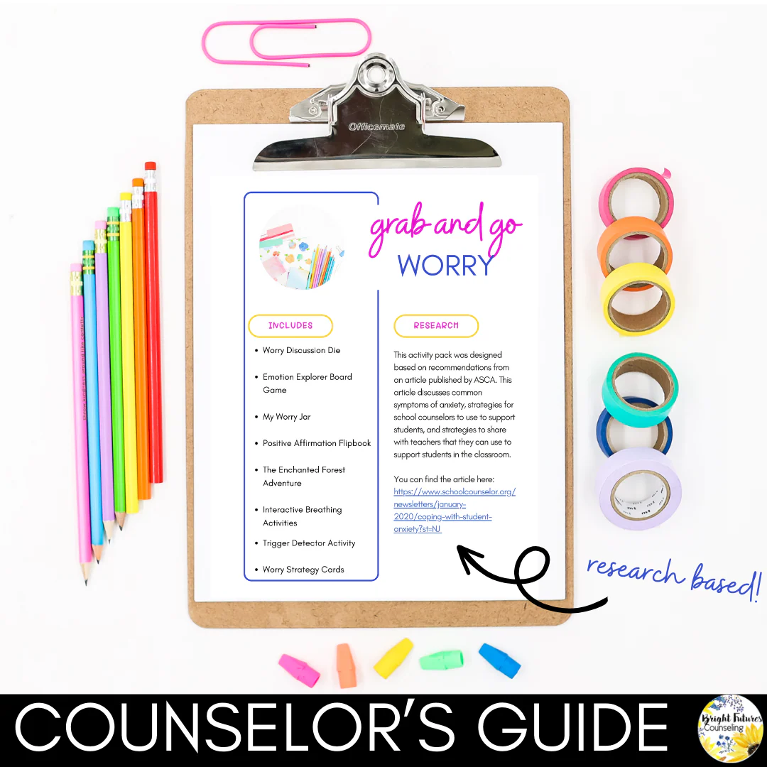 Worry and Anxiety Management - Coping Skills - Elementary Counseling Activities - Image 3
