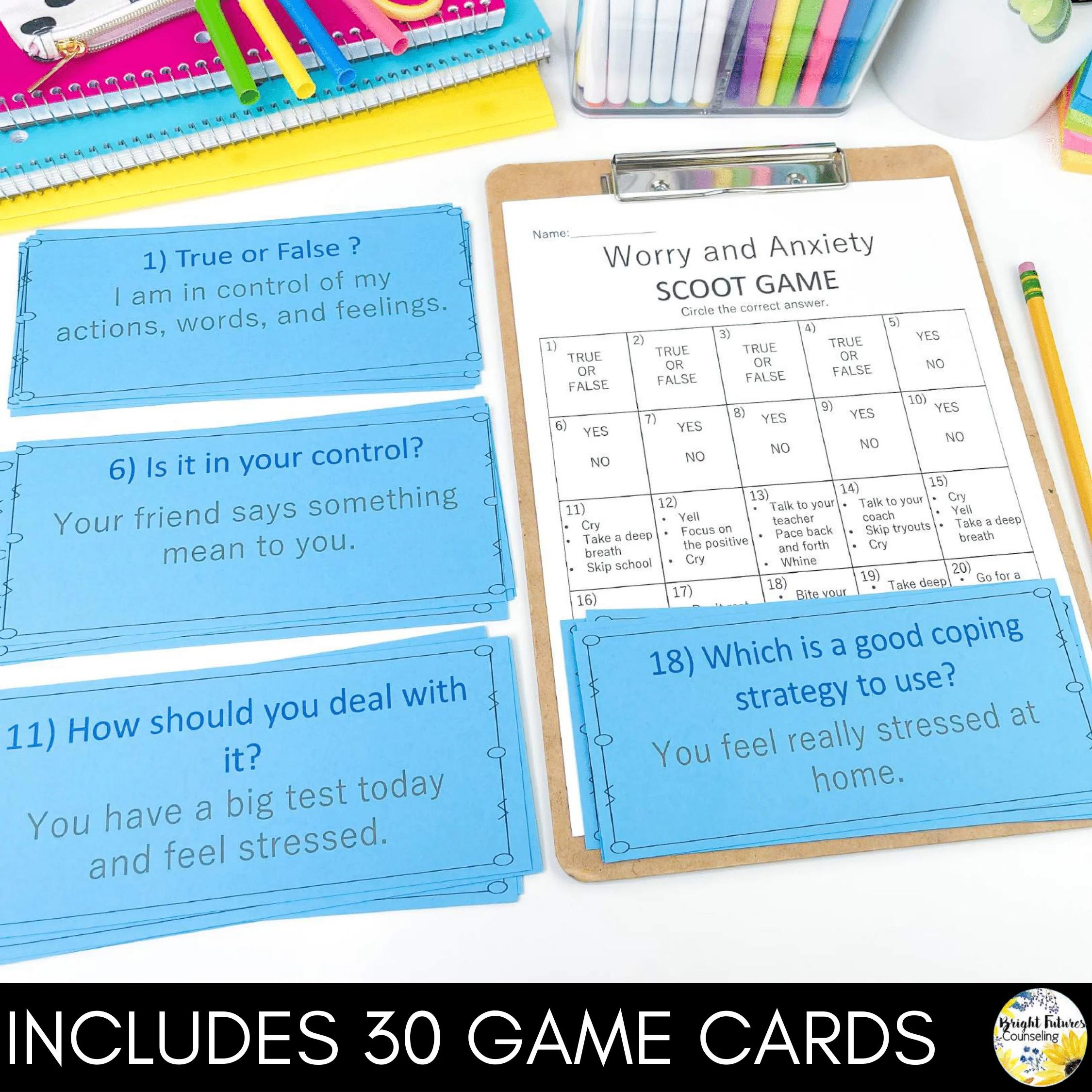 Worry and Anxiety Counseling Scoot Game | Learn to Cope with Stress & Anxiety - Image 4
