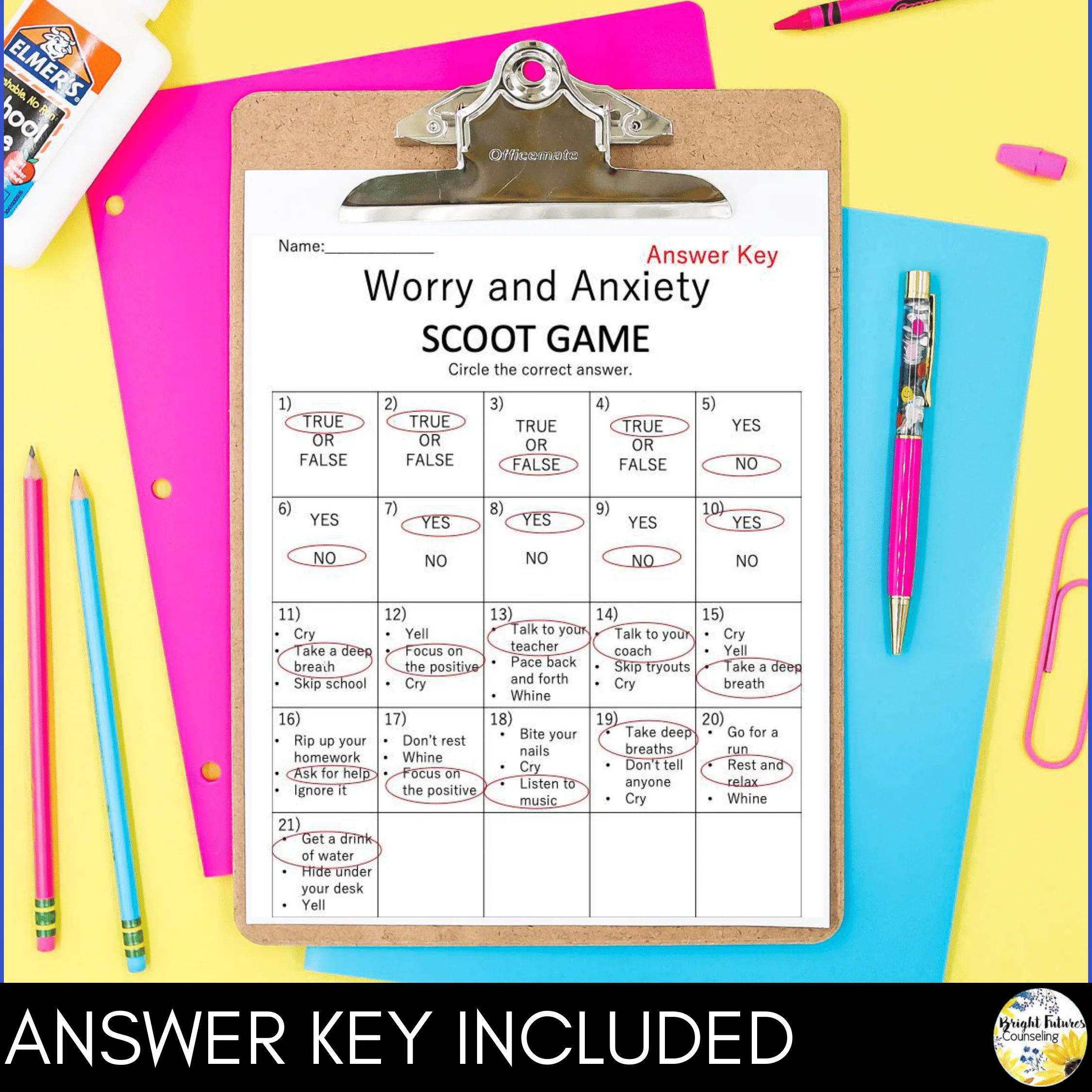 Worry and Anxiety Counseling Scoot Game | Learn to Cope with Stress & Anxiety - Image 9
